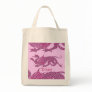 Heraldic Dragon (Pink) - Grocery Tote Bag