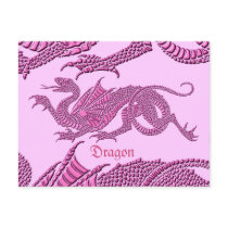 Heraldic Dragon (Pink) - Postcard
