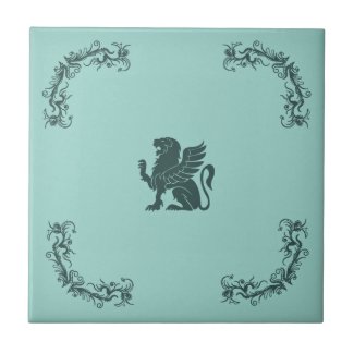 Heraldic Mythical Animals Set Ceramic Tile