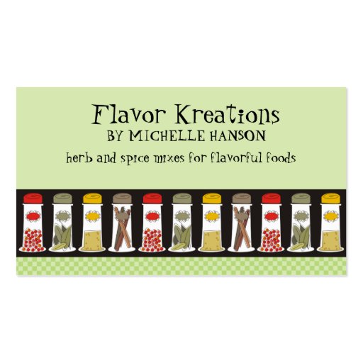 Herb and spice bottles cooking culinary biz cards business card templates (front side)