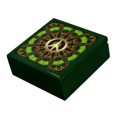 Herb Garden Green Mandala Peace Jewelry Gift Box