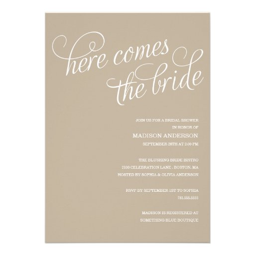 HERE COMES THE BRIDE | BRIDAL SHOWER INVITATION