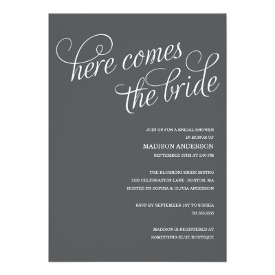 HERE COMES THE BRIDE | BRIDAL SHOWER INVITATION