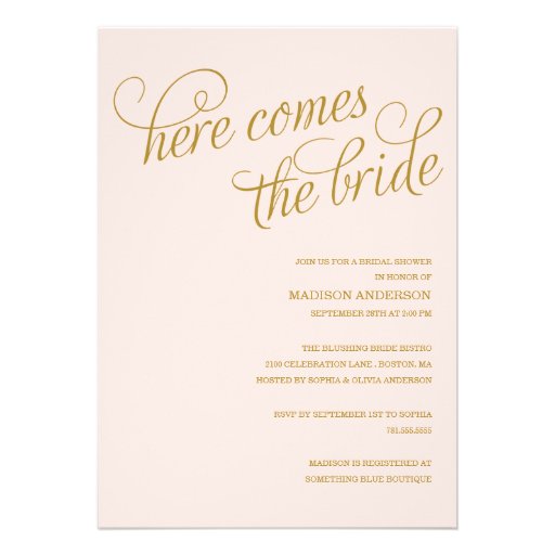 HERE COMES THE BRIDE | BRIDAL SHOWER INVITATION