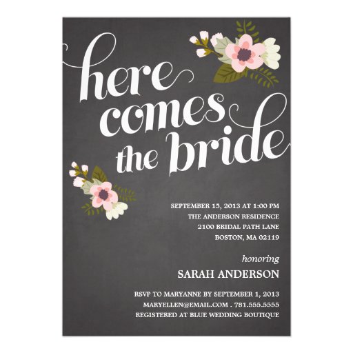 HERE COMES THE BRIDE | BRIDAL SHOWER INVITATION