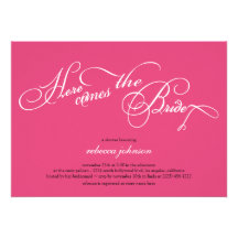 Here comes the bride - Pink Bridal shower invites