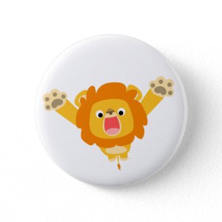 Here comes Trouble (cartoon Lion) button badge button