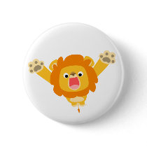 Here comes Trouble (cartoon Lion) button badge