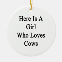Here Is A Girl Who Loves Cows Christmas Tree Ornament