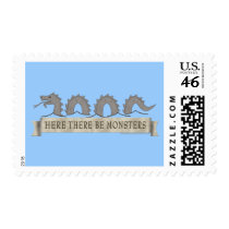 Here There Be Monsters Stamp