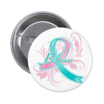 Hereditary Breast Cancer Believe Flourish Ribbon Pin