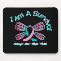 Hereditary Breast Cancer Butterfly I Am A Survivor Mousepads