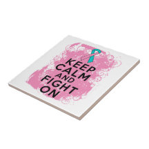 Hereditary Breast Cancer Keep Calm and Fight On Tile
