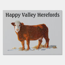 Hereford Beef: Farm Sign: Oil Pastel Painting