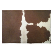 Hereford Brown and White Faux Cowhide Placemat