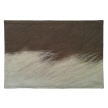 Hereford Brown and White Faux Cowhide Placemat