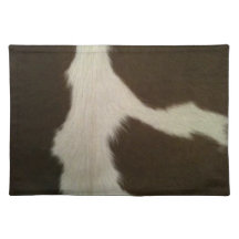 Hereford Brown and White Faux Cowhide Placemat
