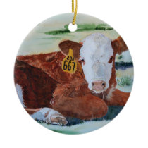 Hereford Calf Christmas Ornament