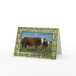 Hereford Cow And Calf Blank Christmas Card
