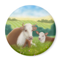 Hereford Cow and Calf Magnet by twopurringcats Hereford Cow and Calf Magnet