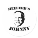 HERE'S JOHNNY T-SHIRT ROUND STICKER