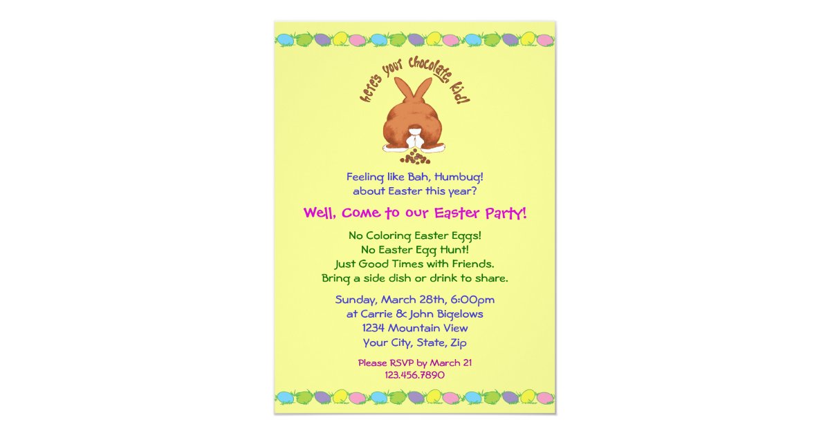 Heres Your Chocolate Easter Invitations Zazzle