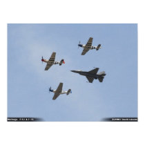 Heritage Flight - P-51 Mustang and F-16 Falcon posters