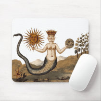 Hermetic Arts Merman Mouspad with sun and moon Mousepads