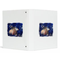 Hermit Crab Christmas Design Against Blue Tinsel 3 Ring Binders