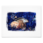 Hermit Crab Christmas Design Against Blue Tinsel Photographic Print