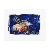 Hermit Crab Christmas Design Against Blue Tinsel Postcard