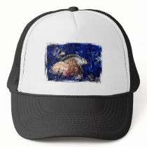 Hermit crab with blue Christmas Holiday tinsel Trucker Hat