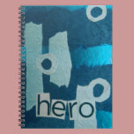 Hero, Blue mixed media collage note book notebooks