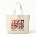 HERO COMES ALONG 1 Daughter BRAIN CANCER T-Shirts bags