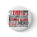 HERO COMES ALONG 1 Daughter BRAIN CANCER T-Shirts buttons