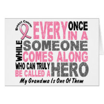 HERO COMES ALONG 1 Grandma BREAST CANCER T-Shirts Card