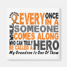 HERO COMES ALONG 1 Grandson LEUKEMIA T-Shirts Refrigerator Magnets