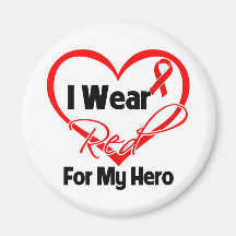 Hero - I Wear a Red Heart Ribbon Refrigerator Magnets