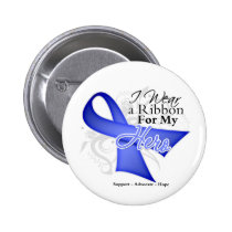 Hero Periwinkle Ribbon - Stomach Cancer Pinback Button