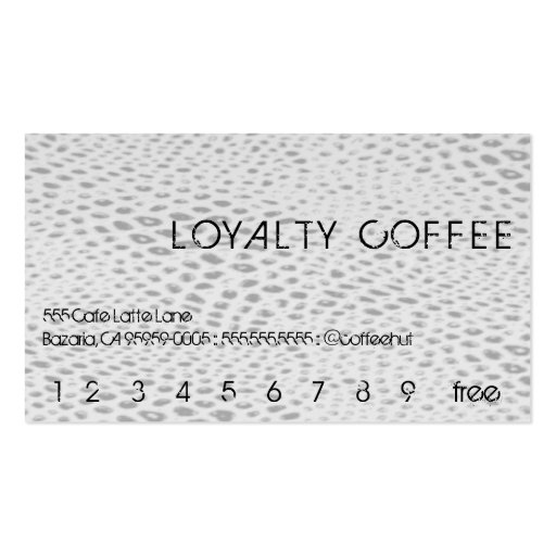 Hero Snakeskin Loyalty Coffee Punchcard Business Cards