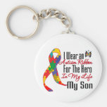 Héroe de la cinta del autismo en mi vida mi hijo llaveros personalizados