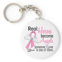 Heroes Become Angels Breast Cancer Keychain