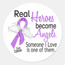 Heroes Become Angels Cancer Sticker