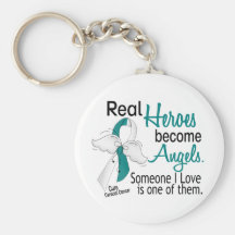 Heroes Become Angels Cervical Cancer Keychain