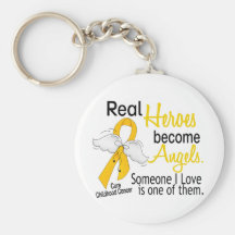Heroes Become Angels Childhood Cancer Keychain