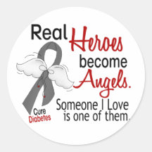 Heroes Become Angels Diabetes Round Stickers