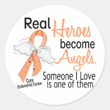 Heroes Become Angels Endometrial Cancer Sticker