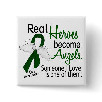Heroes Become Angels Liver Cancer Pinback Buttons