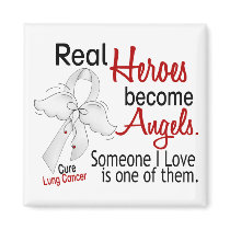 Heroes Become Angels Lung Cancer magnets by awarenessgifts Heroes Become Angels Lung Cancer magnets