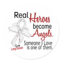 Heroes Become Angels Lung Cancer Round Sticker